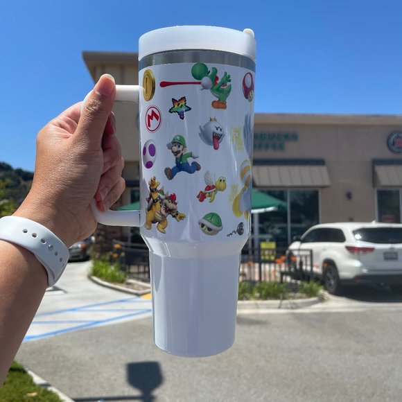 Custom Nintendo Super Mario Bros Tumbler 40 oz tumbler with hand carry handle. B - Picture 7 of 9